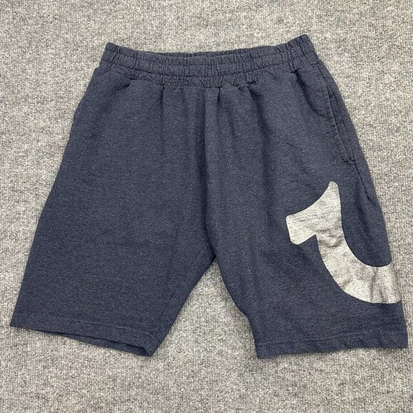 True Religion Sweat Shorts Men's Small Blue Cotton Logo Drawstring Mid-Rise - Picture 1 of 10